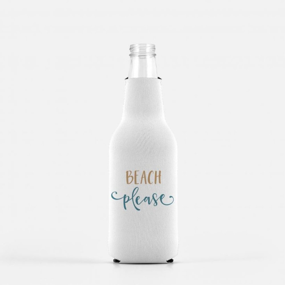 Beach Please Bottle Koozie with Zipper for Resort Vacay Beach or Pool